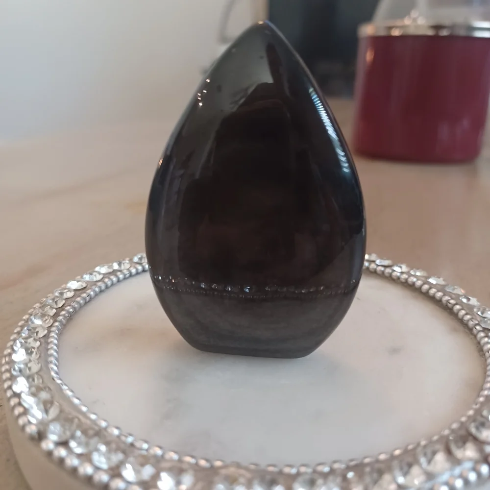 Natural Silver Flash Obsidian Stand-up Freeform Crystal - Picture 5 of 12
